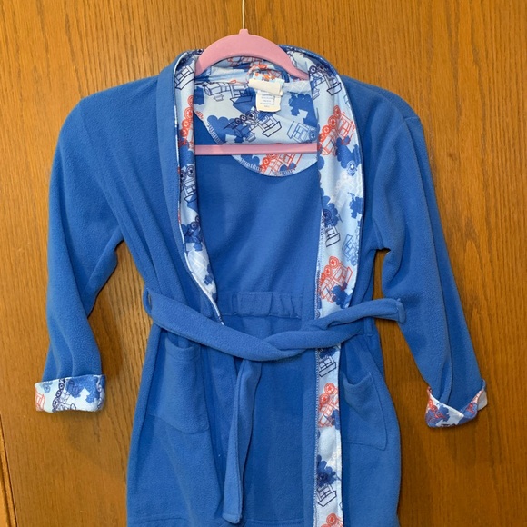 Bunz Kidz Boys Blue Train Print Fleece Robe Size 5 - Picture 1 of 9
